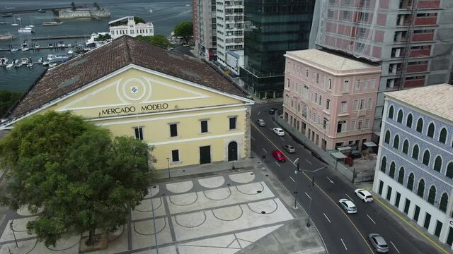 salvador, bahia, brazil - january 1, 2022: aerial view of Mercado Modelo in the city of Salvador.
