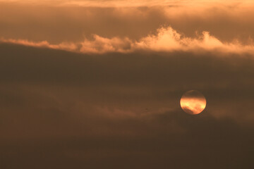 Colorful sun at sunrise over the sea in southern Spain