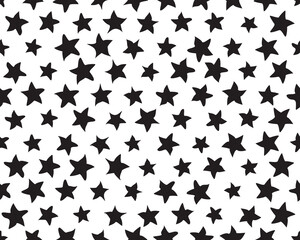 Seamless pattern with black stars on a white background