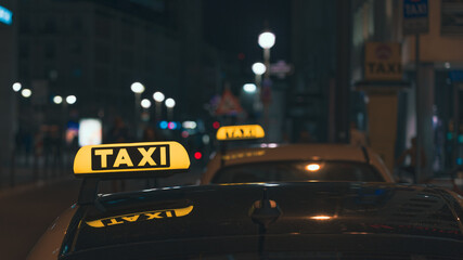 taxi sign at night