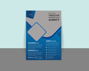 Corporate Business Flyer Template Design, Creative Marketing Agency, modern, A4 size, Gradient, blue, Colorful, fully editable, Vector eps file, print ready.

