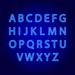 neon letters. alphabet on a dark background. vector