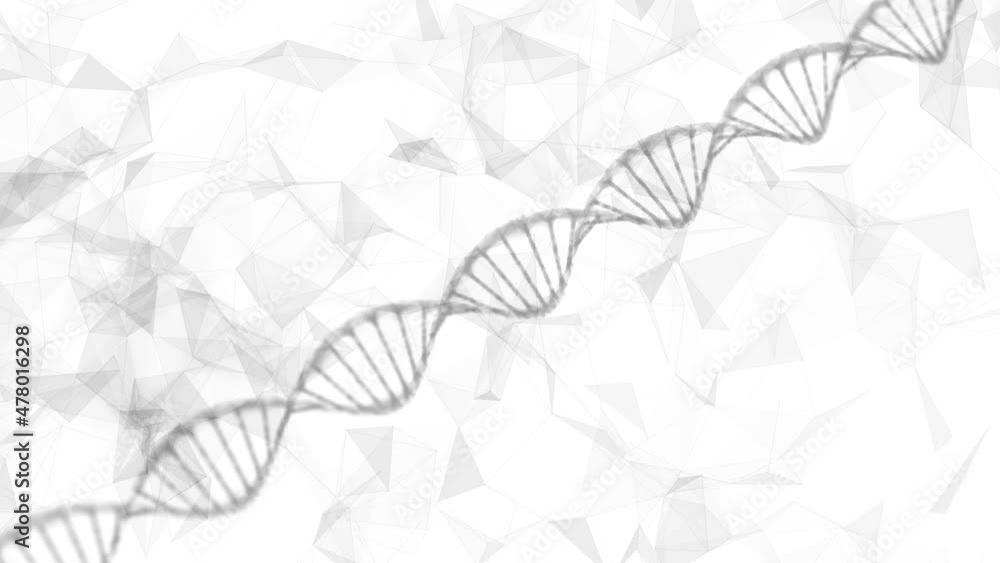 Poster dna structure rotation on abstract digital copy space white loop animation background.