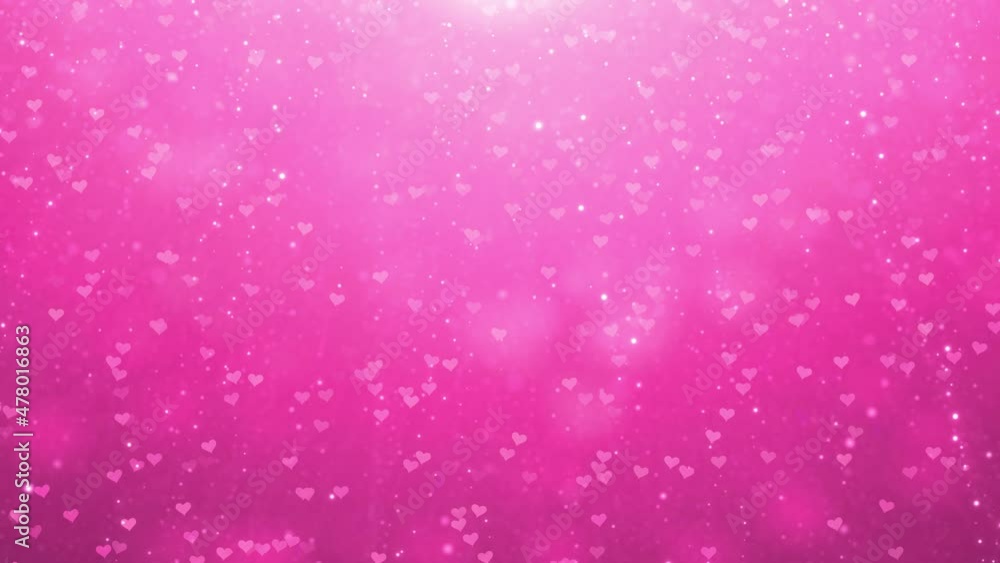 Poster beautiful violet colored valentine day loop animation background with heart shapes in slow motion.