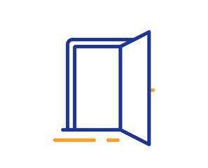 Open door line icon. Entrance doorway sign. Building entry symbol. Colorful thin line outline concept. Linear style open door icon. Editable stroke. Vector