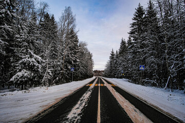 Landscape with the image of winter road