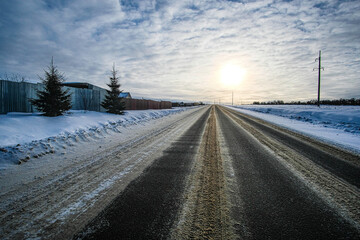 Landscape with the image of winter road