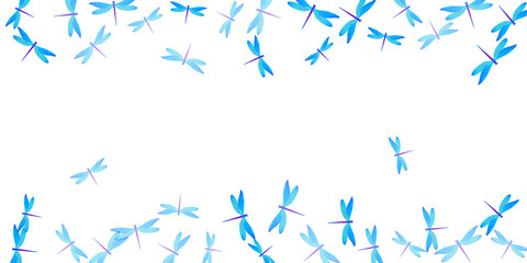 Fototapeta na wymiar Fairy cyan blue dragonfly flat vector background. Summer cute damselflies. Detailed dragonfly flat baby wallpaper. Sensitive wings insects patten. Nature beings