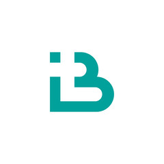 Obraz premium Letters I, T and B Linked Logo. Blue Letters ITB, TB with Silhouette of Letter T between Letters I and B Isolated on White Background. Design Vector Element