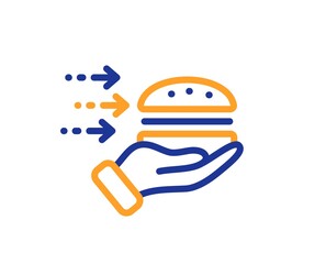 Food delivery line icon. Burger meal sign. Catering service symbol. Colorful thin line outline concept. Linear style food delivery icon. Editable stroke. Vector
