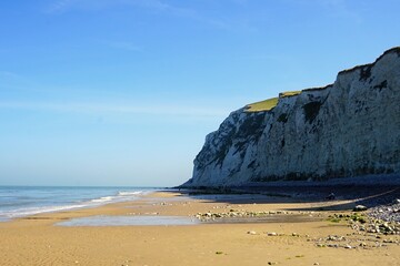 cliff and beach of Cap Blanc-Nez, the Cape White Nose, near Calais, opal coast, pas-de-calais,...