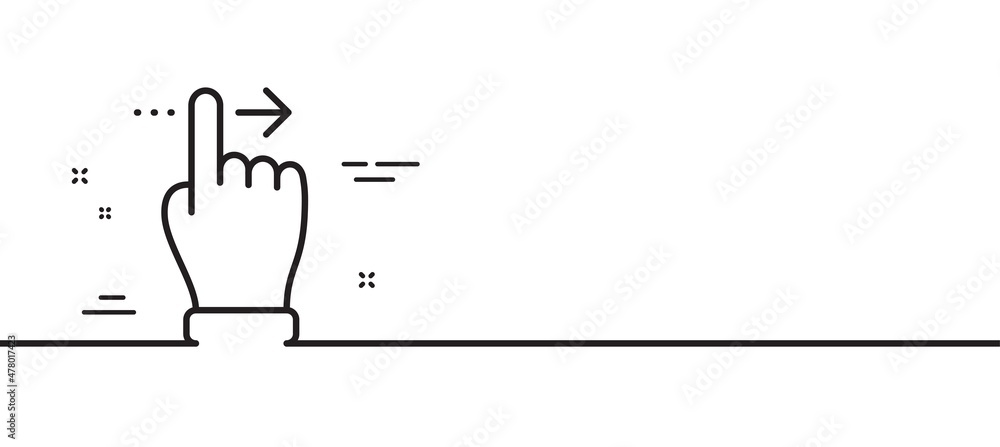 Poster touchscreen gesture line icon. slide right arrow sign. swipe action symbol. minimal line illustratio