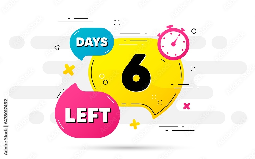 Poster six days left icon. countdown number on abstract flow pattern. 6 days to go sign. count offer date l