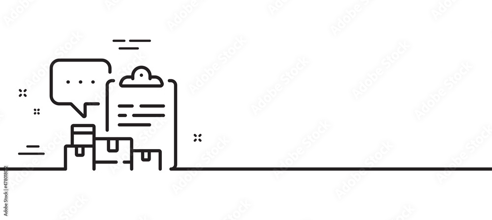 Poster inventory report line icon. warehouse pallet sign. wholesale goods symbol. minimal line illustration