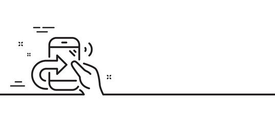 Call center service line icon. Share phone call sign. Feedback symbol. Minimal line illustration background. Share call line icon pattern banner. White web template concept. Vector