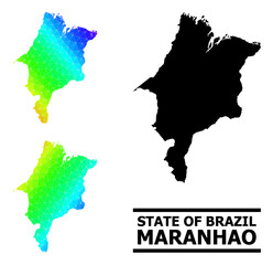 Vector low-poly spectral colored map of Maranhao State with diagonal gradient. Triangulated map of Maranhao State polygonal illustration.
