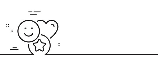Social media likes line icon. Heart, star sign. Positive smile feedback symbol. Minimal line illustration background. Smile line icon pattern banner. White web template concept. Vector