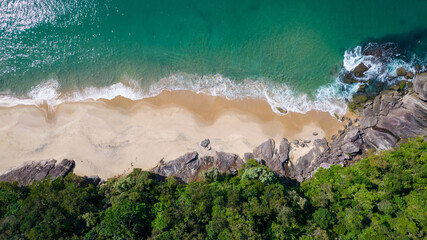 Beautiful deserted beach in Ubatuba, São Paulo, Brazil.
Atlantic forest, yellow sand and clear sea...