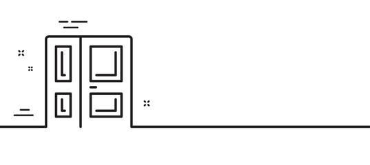 Entrance line icon. Entry door sign. Building exit symbol. Minimal line illustration background. Entrance line icon pattern banner. White web template concept. Vector