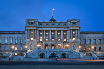 Library of Congress building at night - Washington D.C. United States of America
