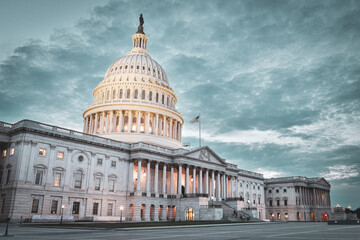 Fototapeta na wymiar US Capitol Building at night - Washington DC, United States