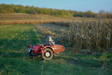 retro bike near the corn field in Ukraine