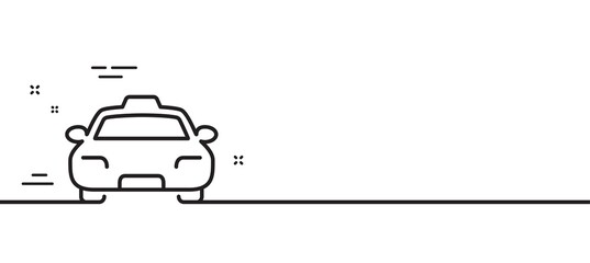Taxi line icon. Client transportation sign. Passengers car symbol. Minimal line illustration background. Taxi line icon pattern banner. White web template concept. Vector © blankstock