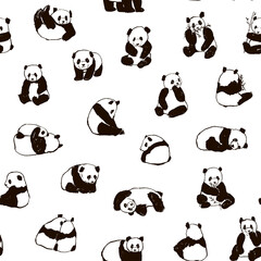 Obraz premium Panda animal vector seamless pattern