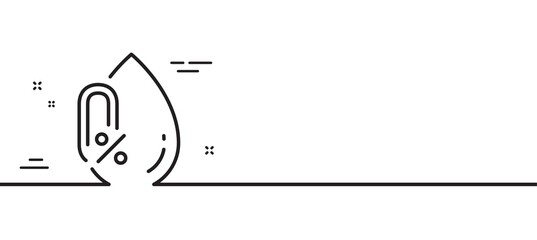 No alcohol line icon. Organic tested sign. Water drop symbol. Minimal line illustration background. No alcohol line icon pattern banner. White web template concept. Vector