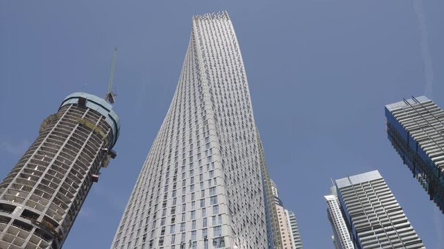 Dubai Marina Buildings Rotating Pan Down