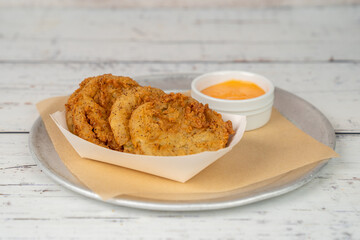 Fried green tomatoes with dipping sauce