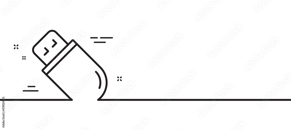 Poster Usb stick line icon. Computer memory component sign. Data storage symbol. Minimal line illustration background. Usb stick line icon pattern banner. White web template concept. Vector