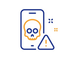 Cyber attack line icon. Ransomware threat sign. Phone hacking symbol. Colorful thin line outline concept. Linear style cyber attack icon. Editable stroke. Vector
