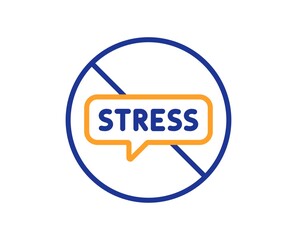 Stop stress line icon. Anxiety depression sign. Mental health symbol. Colorful thin line outline concept. Linear style stop stress icon. Editable stroke. Vector