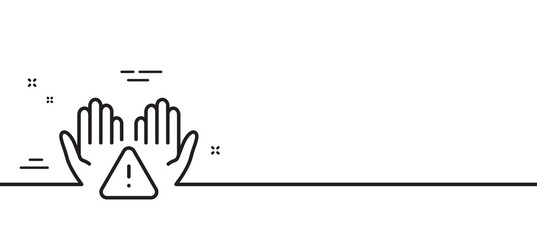 Clean hands line icon. Sanitary cleaning sign. Washing hands symbol. Minimal line illustration background. Clean hands line icon pattern banner. White web template concept. Vector