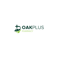 Modern simple design OAK PLUS PHARMACY logo design