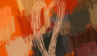 Handmade valentines day love card. 2d illustration. Vintage poster colorful design. February month holiday festival occasion. Passion admiration. © Jakub