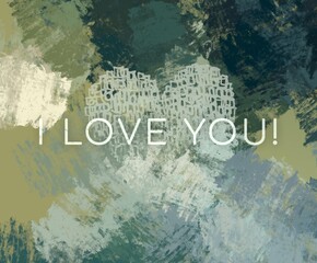 Handmade valentines day love card. 2d illustration. Vintage poster colorful design. February month holiday festival occasion. Passion admiration.