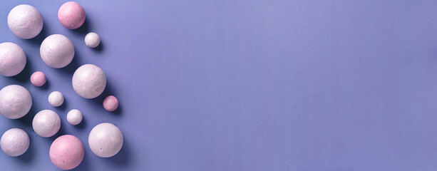 Dynamic abstract violet background with copy space. Long banner. Color of the year 2022 Very Peri. Color 2022.