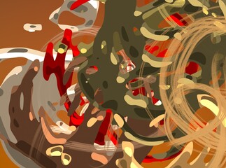 Cartoon water liquid particles droplets. Abatract painting. 2d illustration. Frozen motion small particle molecules. © Jakub