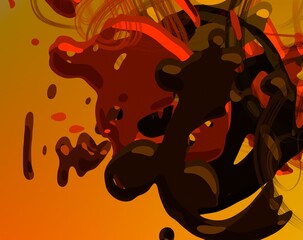 Cartoon water liquid particles droplets. Abatract painting. 2d illustration. Frozen motion small particle molecules. © Jakub