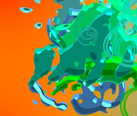 Cartoon water liquid particles droplets. Abatract painting. 2d illustration. Frozen motion small particle molecules. © Jakub