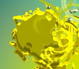 Cartoon water liquid particles droplets. Abatract painting. 2d illustration. Frozen motion small particle molecules. © Jakub