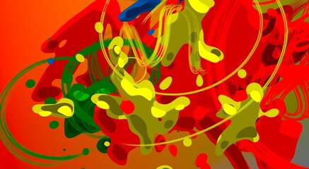 Cartoon water liquid particles droplets. Abatract painting. 2d illustration. Frozen motion small particle molecules. © Jakub