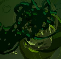 Cartoon water liquid particles droplets. Abatract painting. 2d illustration. Frozen motion small particle molecules. © Jakub