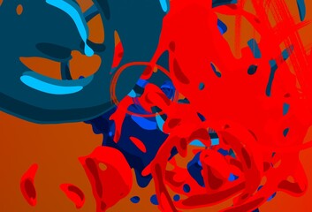 Cartoon water liquid particles droplets. Abatract painting. 2d illustration. Frozen motion small particle molecules. © Jakub