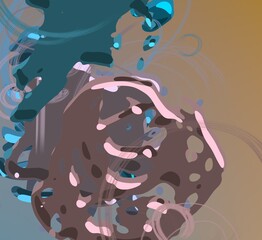 Cartoon water liquid particles droplets. Abatract painting. 2d illustration. Frozen motion small particle molecules. © Jakub