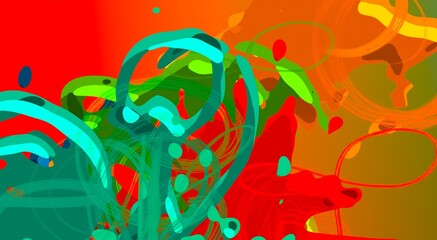 Cartoon water liquid particles droplets. Abatract painting. 2d illustration. Frozen motion small particle molecules. © Jakub