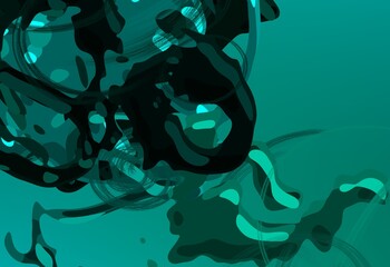 Cartoon water liquid particles droplets. Abatract painting. 2d illustration. Frozen motion small particle molecules. © Jakub