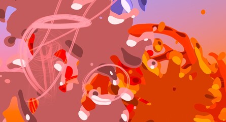 Cartoon water liquid particles droplets. Abatract painting. 2d illustration. Frozen motion small particle molecules. © Jakub